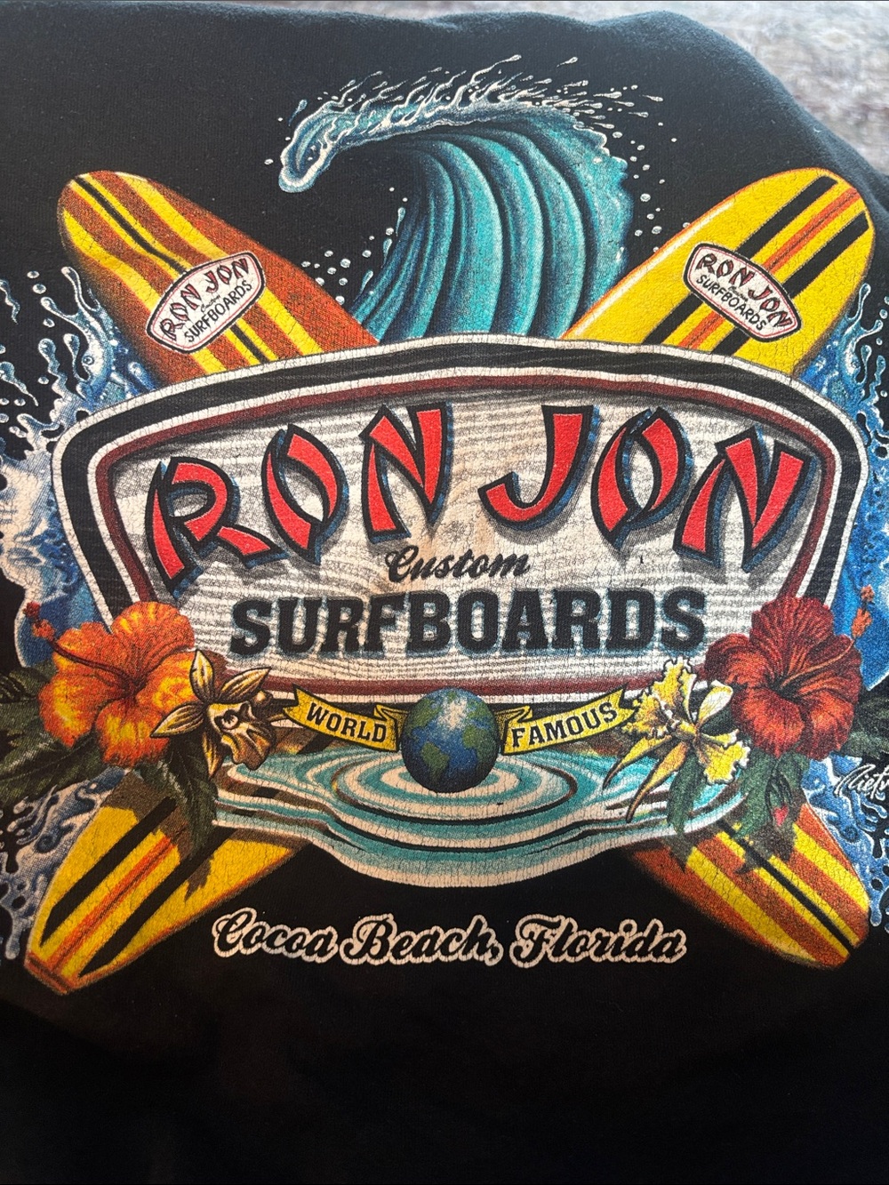 Vintage Ron Jon Surfboards Crewneck Sweatshirt Cocoa Beach Florida Surf Graphic